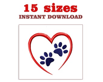 Heart Paw Print Embroidery Design: Animal Tracks (Digital Download)