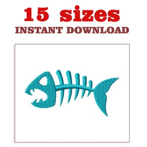 Fish Skeleton Machine Embroidery Design (Digital Download)