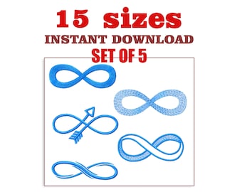 Unendlichkeit Symbol Stickmuster: 5er Set (Digitaler Download)