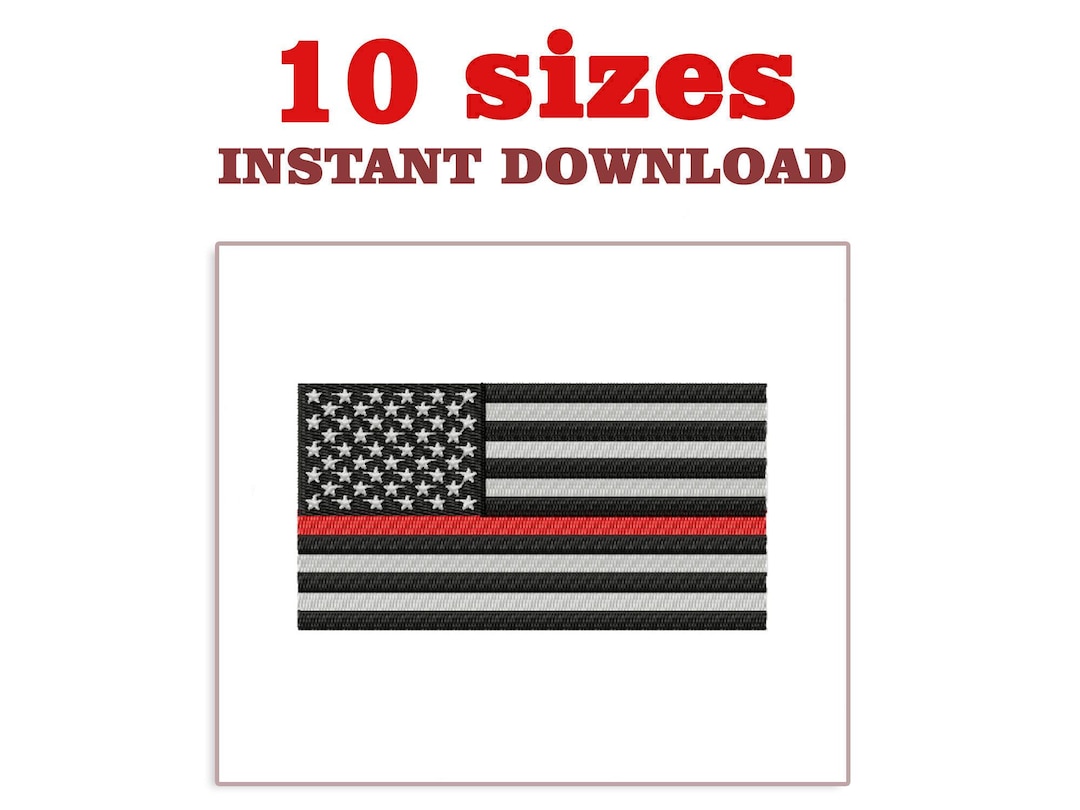 Embroidery Red Line Thin Red Line Flag Embroidery Design: Machine Embroidery File (instant ...