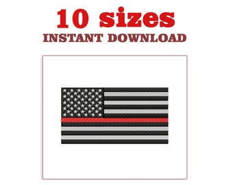 Dunne rode lijn vlagborduurontwerp: machineborduurbestand (direct downloaden)