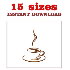 Coffee Cup Embroidery Design: Machine Embroidery File (Download)