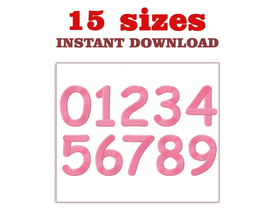 Numbers Embroidery Design: 15 Sizes, Machine Embroidery File (digital ...