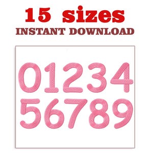 May include: Pink numbers 0 through 9 in a stylized font.  The numbers are arranged in two rows.  The text "15 sizes" and "INSTANT DOWNLOAD" is above the numbers.