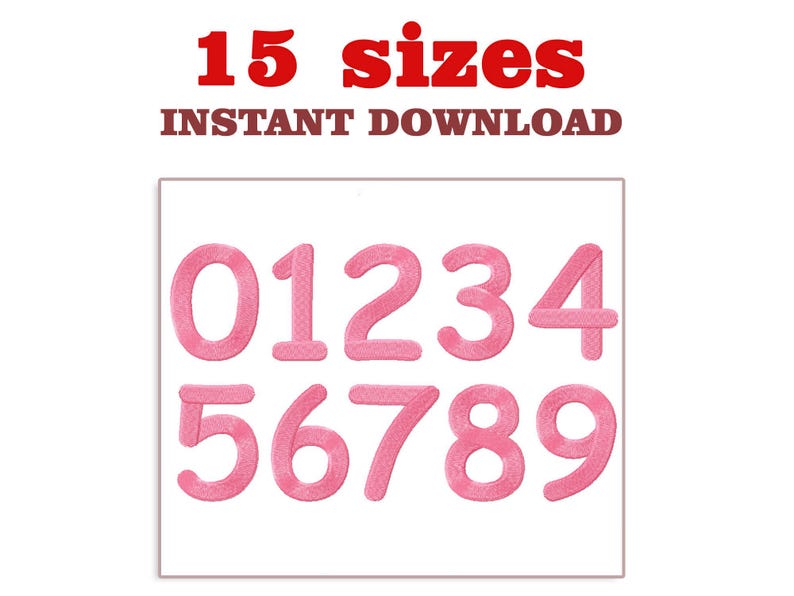 Numbers Embroidery Design: 15 Sizes, Machine Embroidery File (digital ...