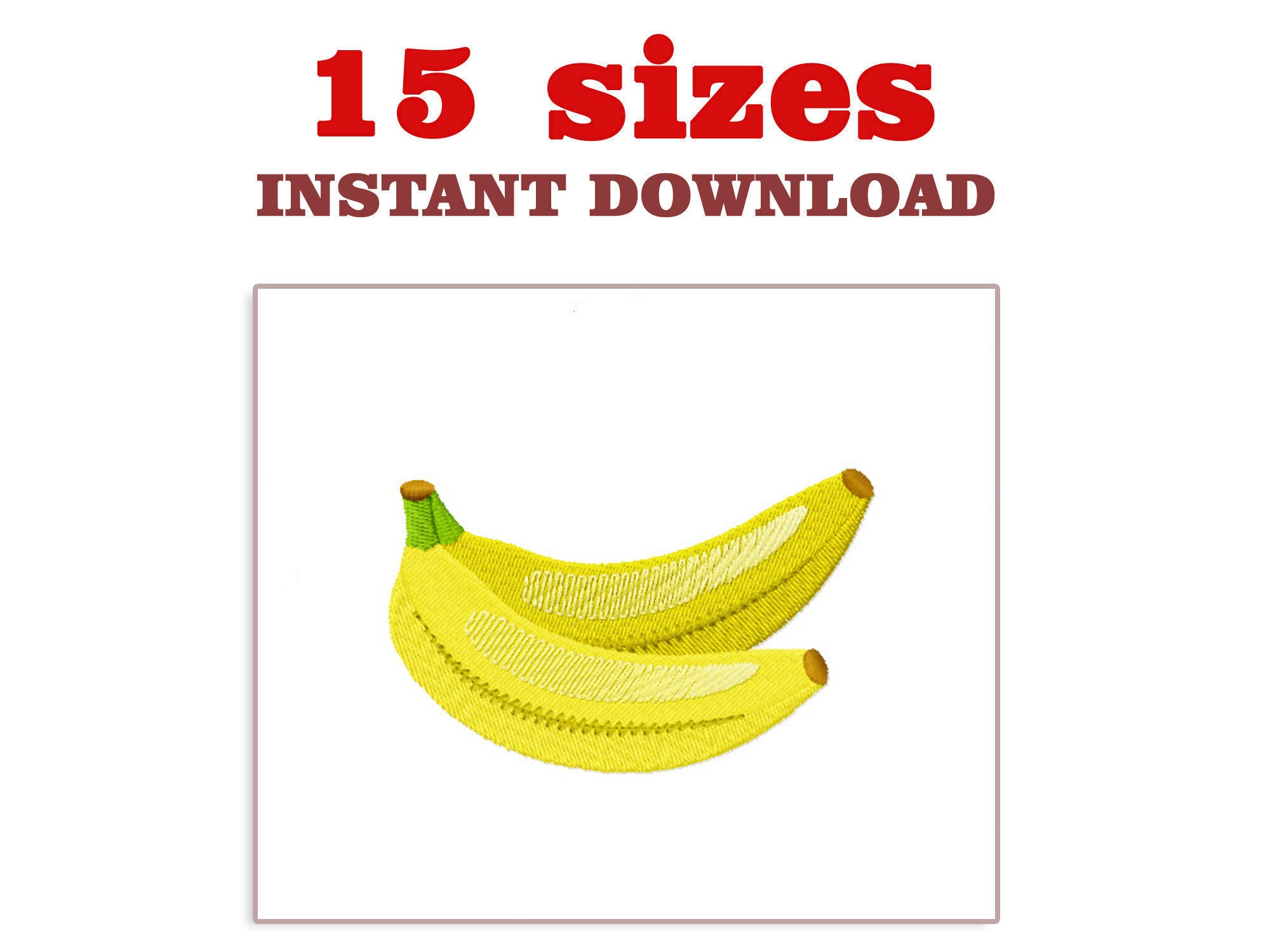 Banana Embroidery Designs File Two Bananas Embroidery Etsy
