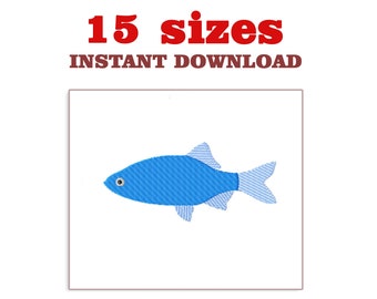 Disegno per ricamo a forma di pesce: piccolo file per ricamo a macchina (download digitale)