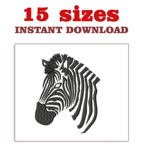 Zebra Embroidery Design file, Mini Zebra head Embroidery file