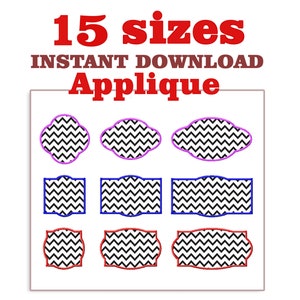 Frame Applique Embroidery Design Set: 9 Sizes (Digital Download)