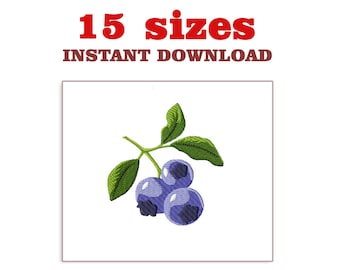 Blueberry Embroidery Design: Machine Embroidery File (Digital Download)