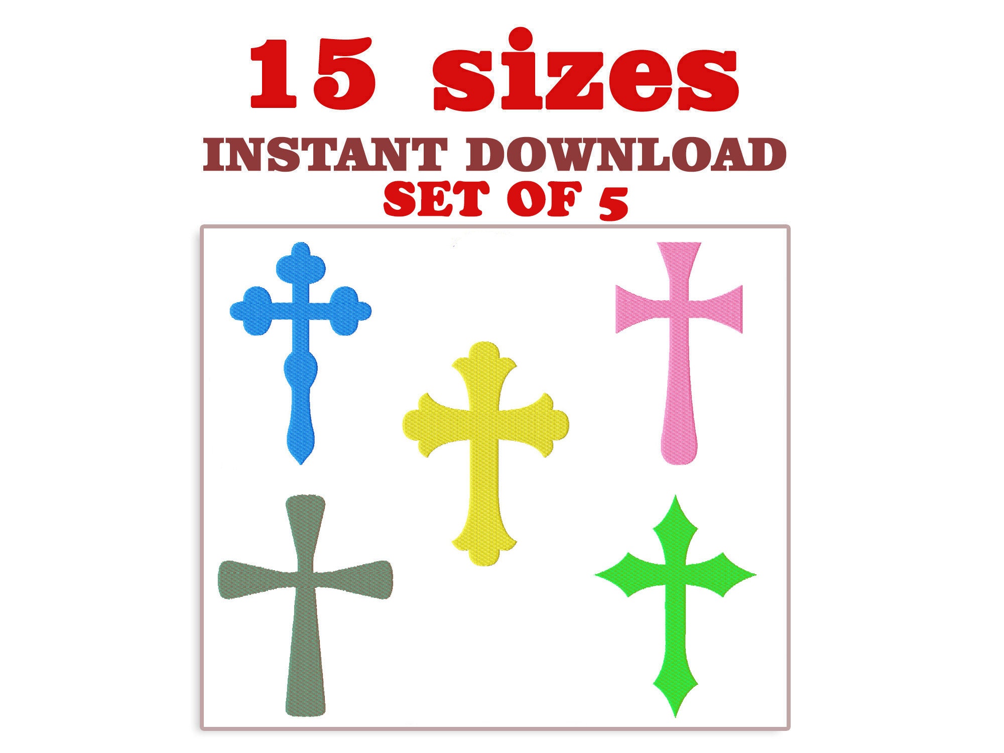 Cross Embroidery Design Cross set of 5 height 20 mm to 160 | Etsy