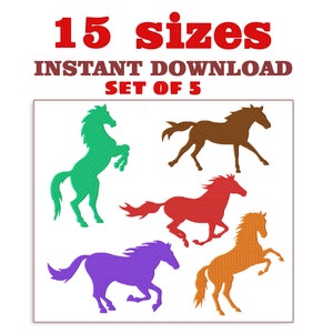 Horse Embroidery Design: Set of 5 Machine Embroidery Designs (Digital Download)
