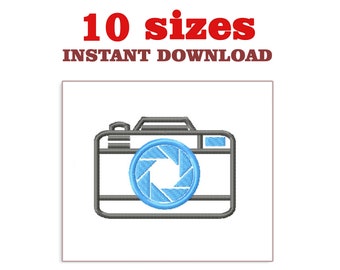 Camera Embroidery Design: Machine Embroidery File (Digital Download)
