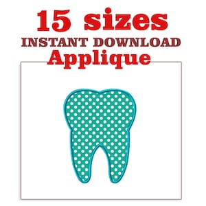 Tooth Applique Embroidery Design, Tooth Applique Design, Machine ...