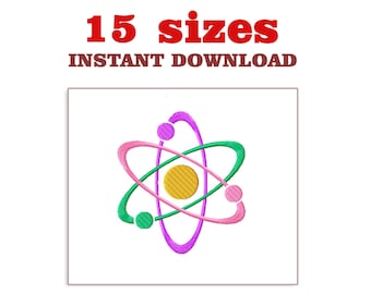 Atom-Stickmuster: Maschinenstickdatei (Digitaler Download)