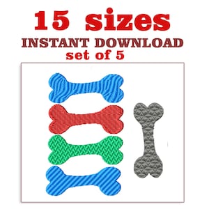 Dog bone embroidery designs file, 5 options fill Dog bone Embroidery, machine embroidery designs