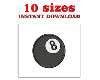 Diseño de bordado de bola ocho: 10 tamaños (descarga digital)