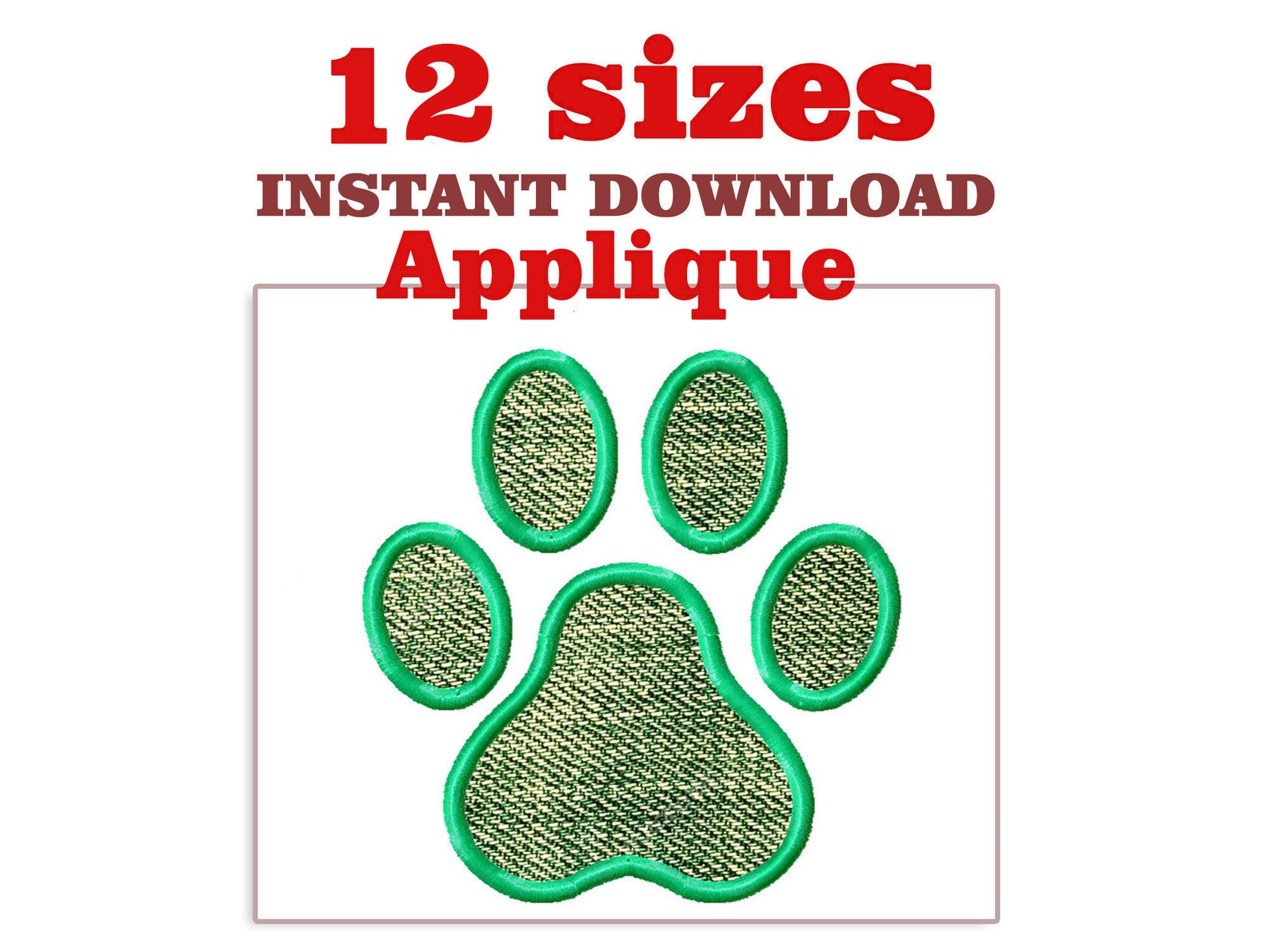 Dog Paw Applique Embroidery Design Dog Footprints Design Etsy