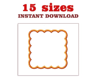 Applique Scalloped Square Embroidery Design file: Satin Stitch Outline (Digital Download)