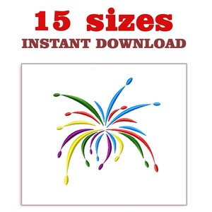 May include: Colorful firework embroidery design. This digital embroidery file is available in 15 sizes for instant download.