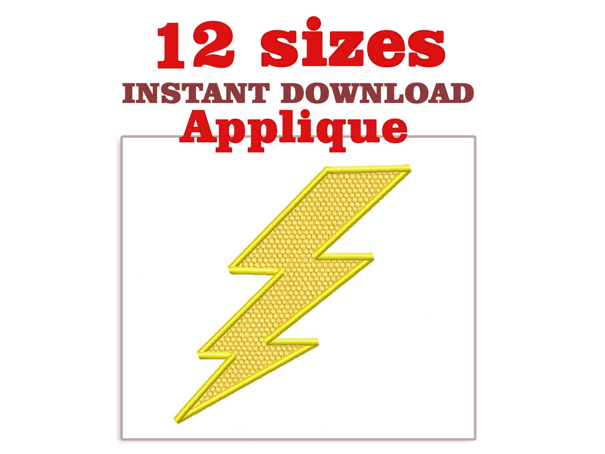 Lightning Applique Embroidery Design Download Embroidery Etsy