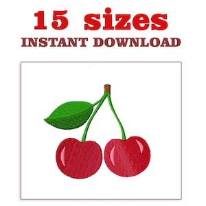 Cherry Machine Embroidery Design: Two Cherries (Digital Download)