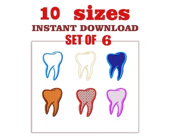 Ontwerpbestand tandborduurwerk: set van 6 (digitale download)