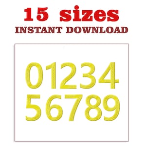 Numbers Embroidery Design: 15 Sizes, Machine Embroidery File (Digital Download)