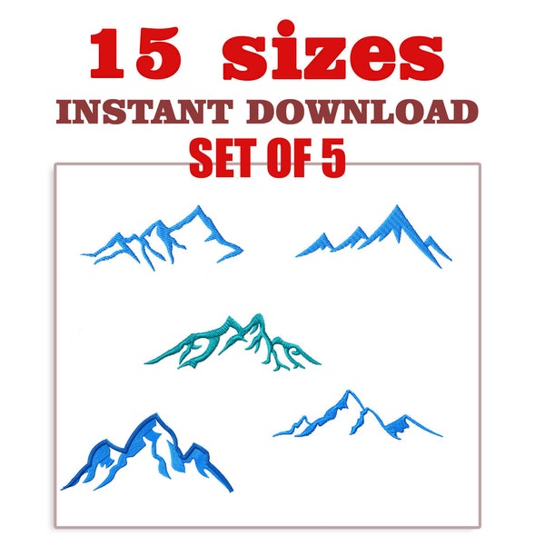 Mountain Embroidery Design file,  15 size  set of 5, Download Mountain , machine embroidery designs mini Mountain