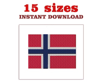 Norway flag Embroidery Design: Machine Embroidery File (Digital Download)