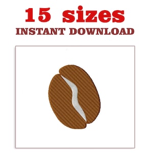 Coffee Bean Embroidery Design: 15 Sizes (Digital Download)