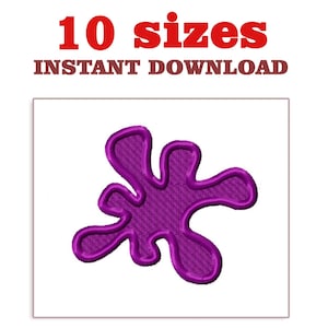May include: Purple splatter design embroidery file for machine embroidery.  This digital download includes 10 sizes.