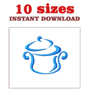 Diseño de bordado de olla: Mini olla (Descarga digital)