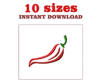 Chili Pepper Umriss Stickdatei (Digitaler Download)