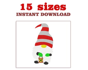 Christmas Gnome Embroidery Design: Dwarf Machine Embroidery (Instant Download)