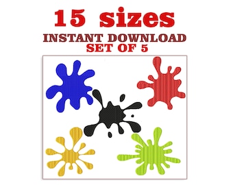 Splash Embroidery Design: Set of 5 (Digital Download)