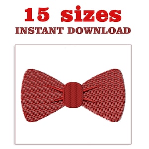 Könnte beinhalten: Eine rote Fliege mit strukturiertem Aussehen, zentriert auf weißem Hintergrund. Der Text "15 Größen" und "SOFORT-DOWNLOAD" wird in roter und brauner Schrift über der Fliege angezeigt.