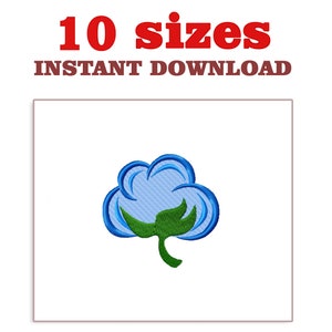 May include: Blue and green cotton flower embroidery design. This digital embroidery file is available in 10 sizes for instant download.
