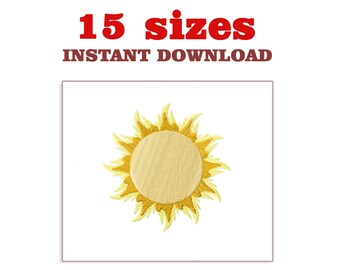 Sun Embroidery Design: 15 Sizes, Machine Embroidery File (Digital Download)