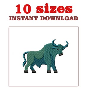 Bull Embroidery Design: Mini Machine Embroidery File (Instant Download)