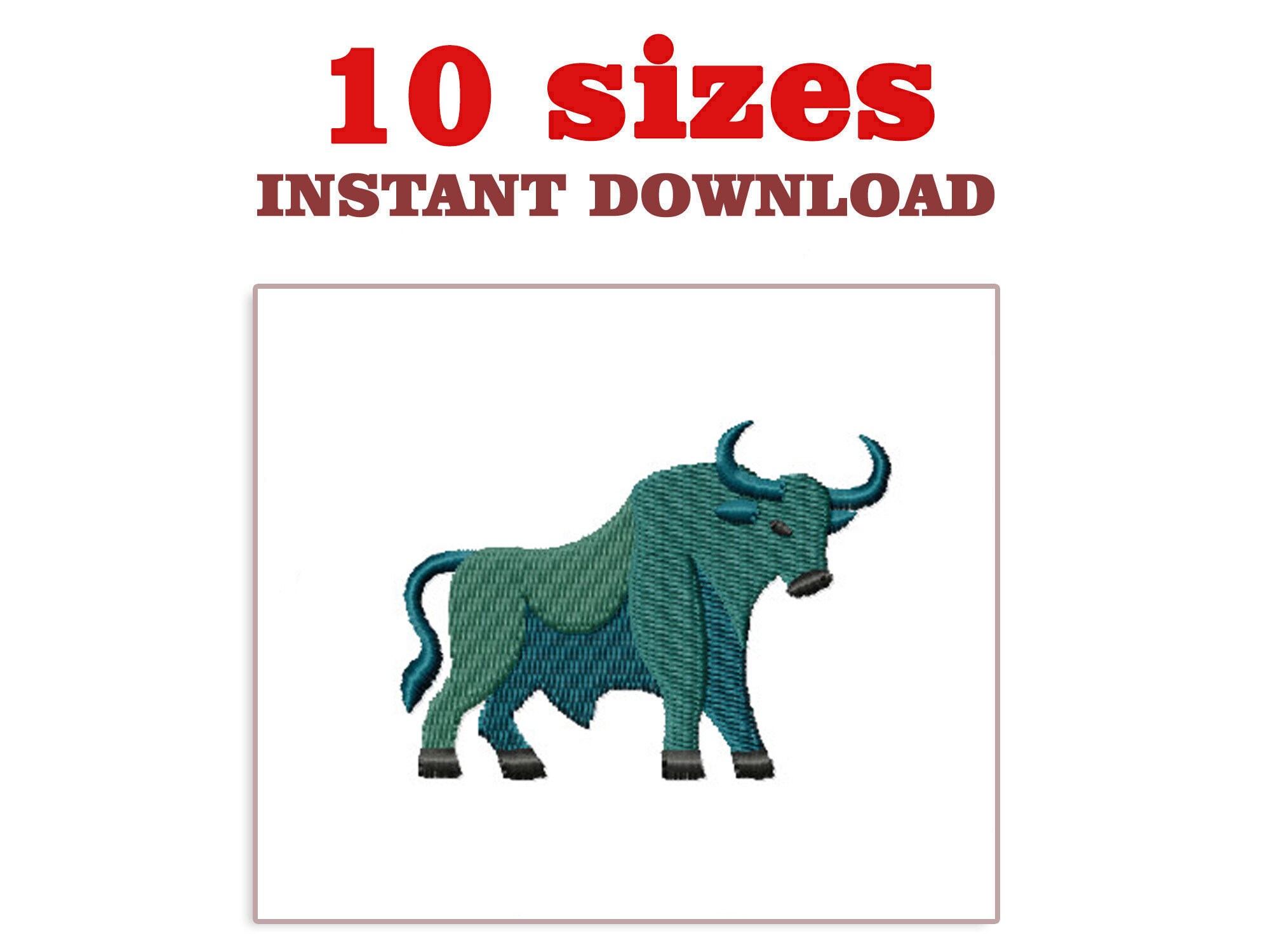 Bull Embroidery Design: Mini Machine Embroidery File (Instant Download)