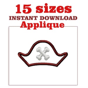 Pirate hat Applique embroidery designs file, Applique Pirate hat machine Embroidery designs, Pirate hat Applique designs file