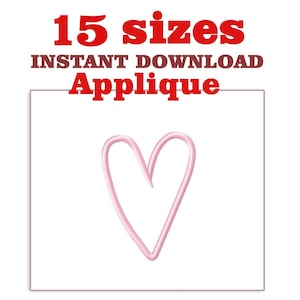 May include: A pink heart applique design in 15 sizes. Instant download.