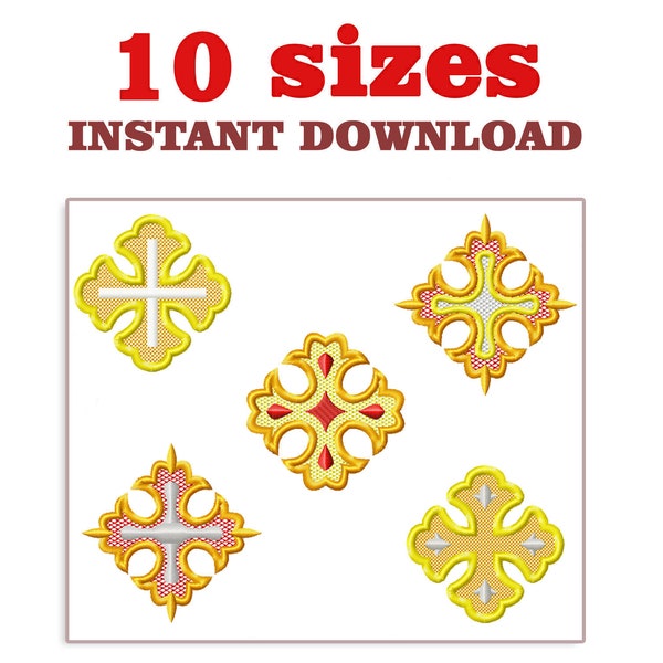 Cross Embroidery Design , patterned cross set of 5, patterned cross Embroidery Design