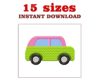 Retro Car Embroidery Design: Children's Machine Embroidery (Digital Download)