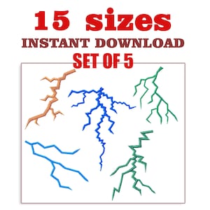 Lightning bolt Embroidery Design file set of 5, Download Embroidery Lightning bolt , machine embroidery designs
