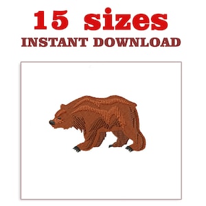 Pode incluir: Design de bordado de urso marrom, disponível em 15 tamanhos. Download instantâneo.