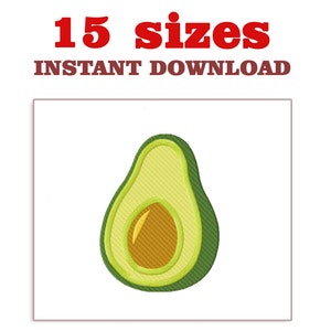 Avocado Embroidery Design: Machine Embroidery File (Digital Download)