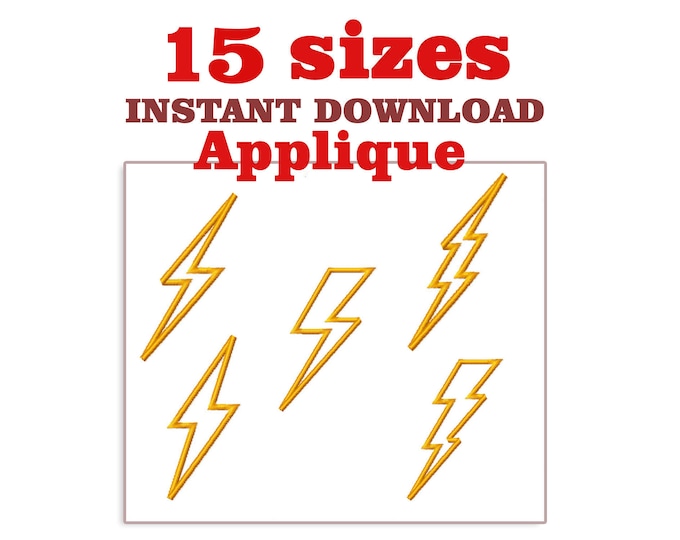 Lightning Bolt Embroidery Design: Storm Lighting Machine Embroidery ...