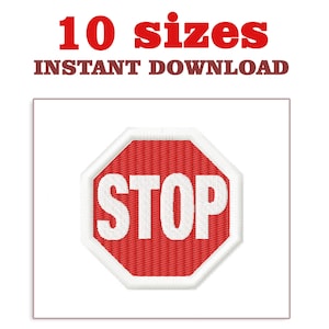 Stop Sign Embroidery Design: Machine Embroidery File (Instant Download)